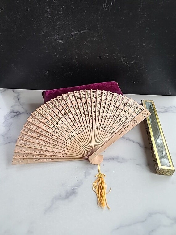 Vintage Japanese Wooden Hand Fan