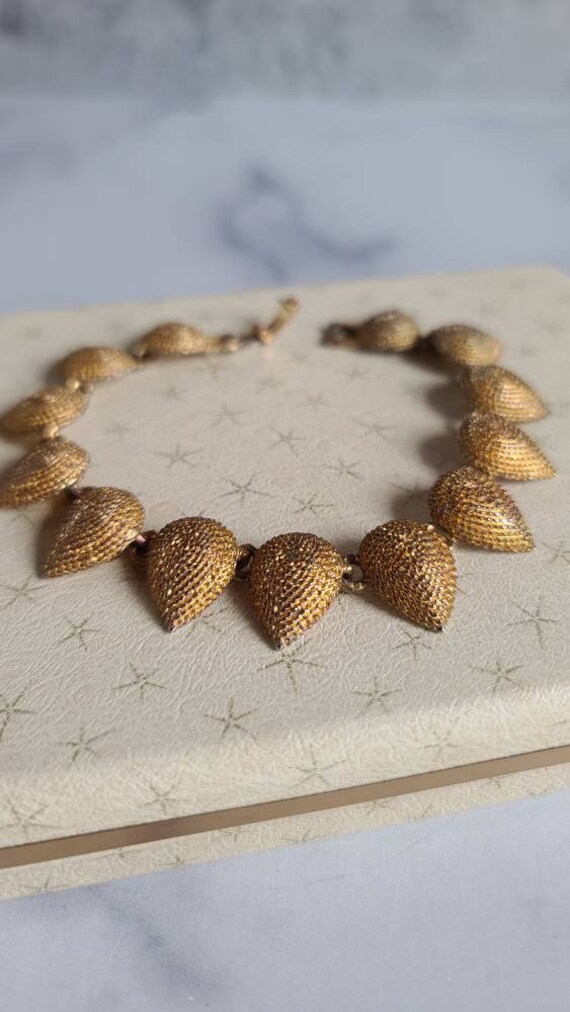 Vintage Gold Tone Textured Bracelet - image 2