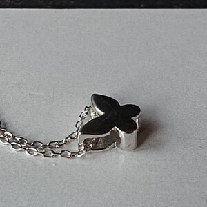 925 Sterling Silver Butterfly Pendant Adjustable Necklace Vintage image 5