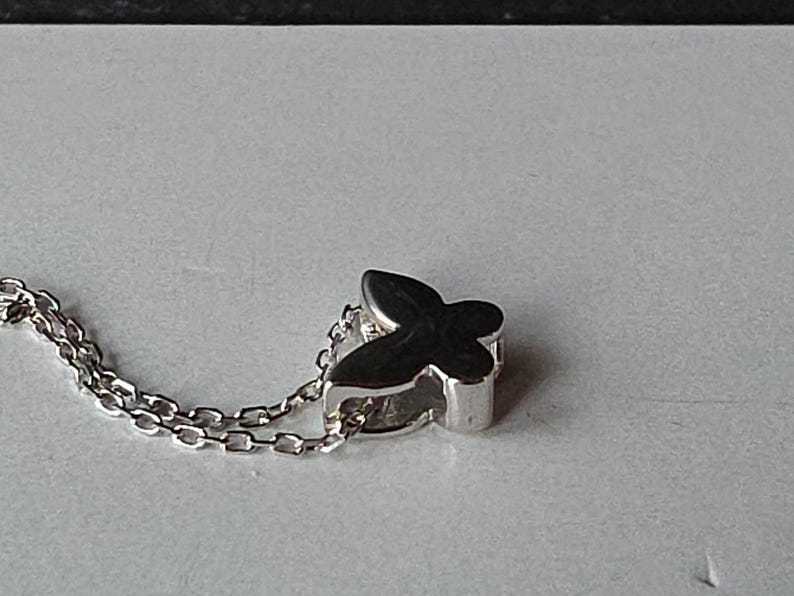 925 Sterling Silver Butterfly Pendant Adjustable Necklace Vintage image 5