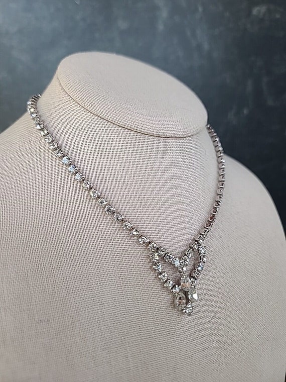 Weiss Co Prong Set Clear Rhinestone Necklace - image 5