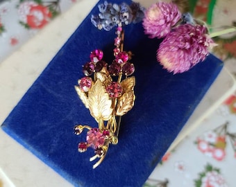 Pink Flower Rhinestone Brooch