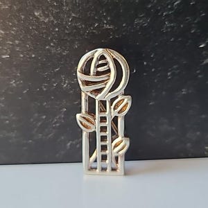 925 Sterling Silver Abstract Floral Brooch Vintage Signed CJL