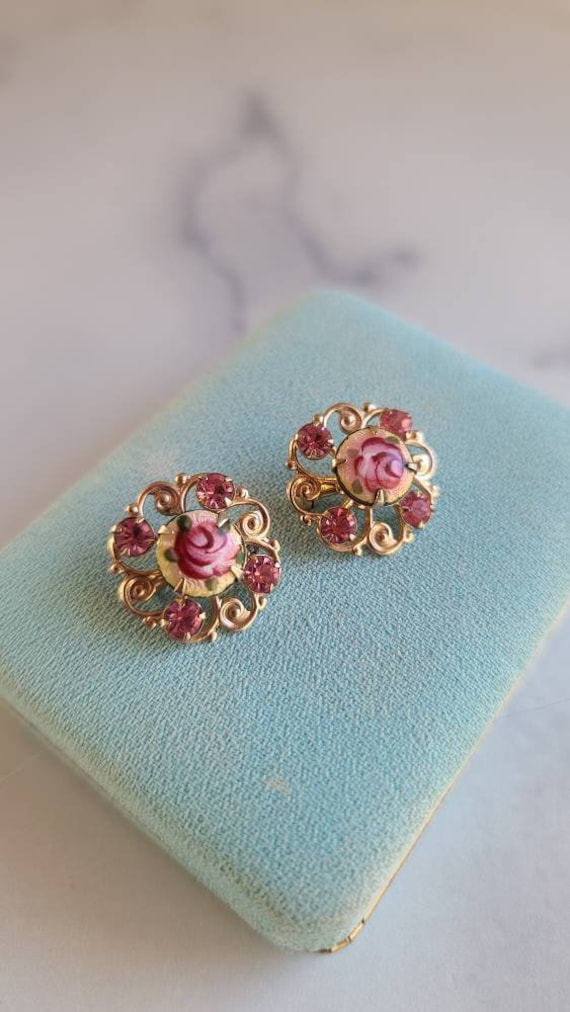 Vintage Guilloche Rose Scatter Pins - image 1