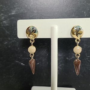 Enamel Dangling Pierced Earrings Vintage