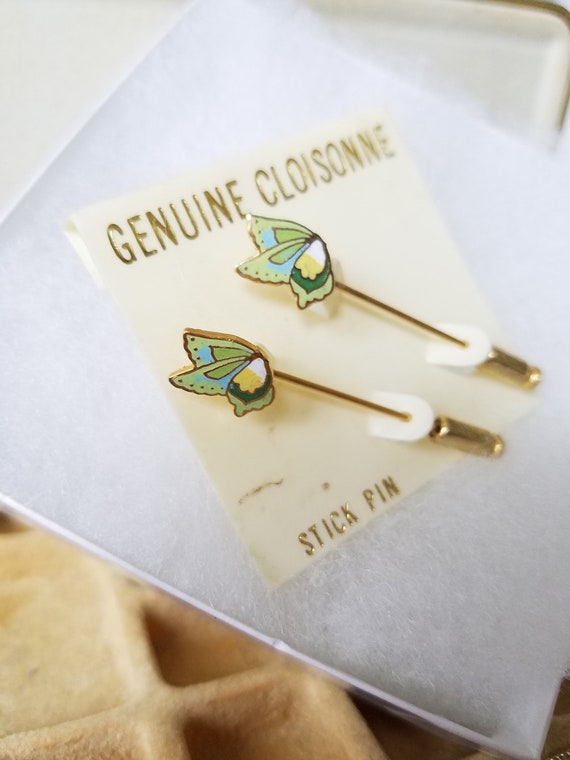 Butterfly Genuine Cloisonne Stick Pins, Vintage, … - image 8