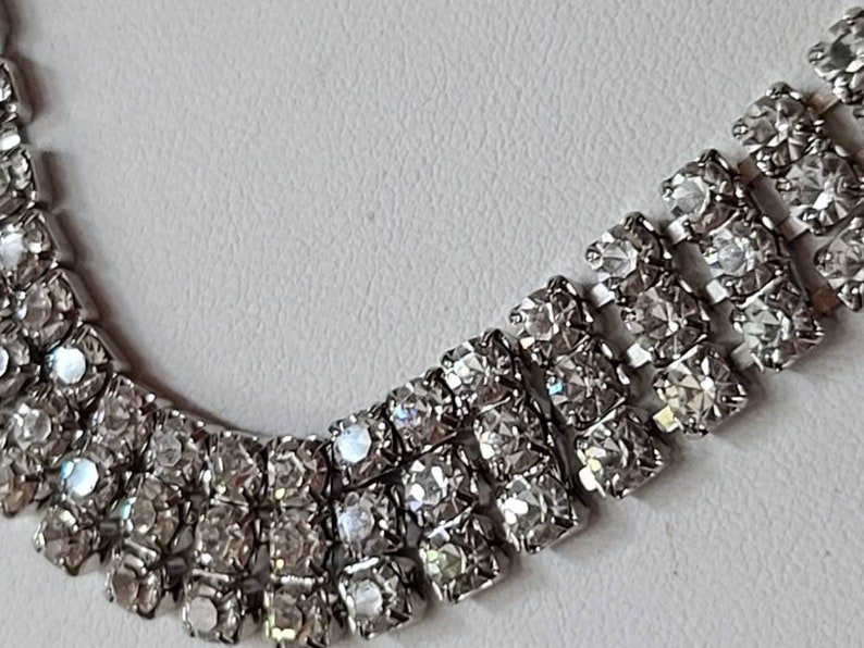 Bridal Jewelry Vintage Clear Rhinestone Choker Necklace Costume Jewelry