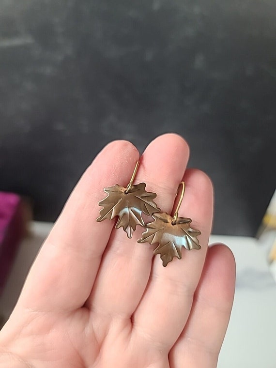 Vintage Maple Leaf Shaped Dangling Pierced Earring