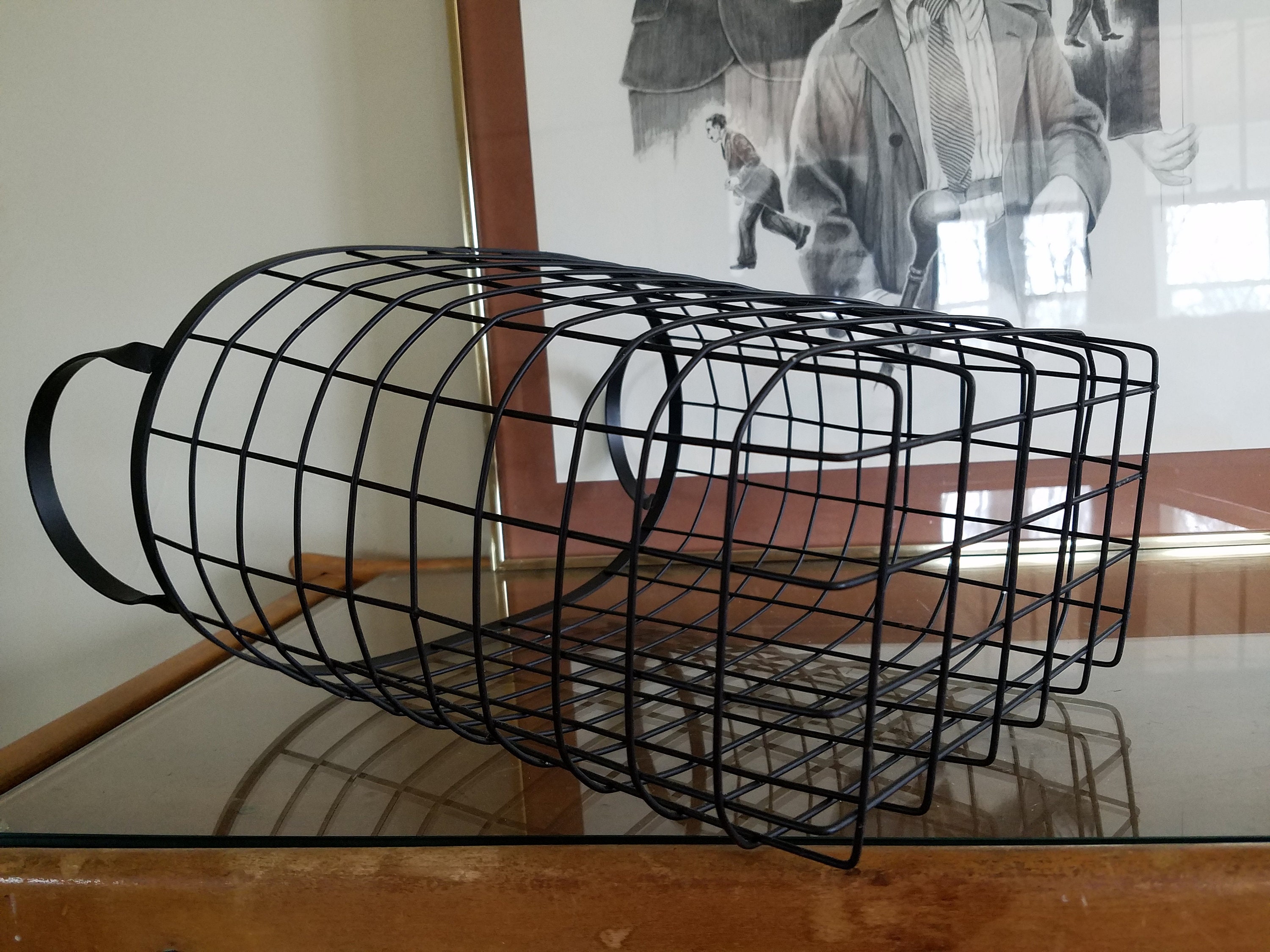 Large Black Metal Basket with Handles Etsy