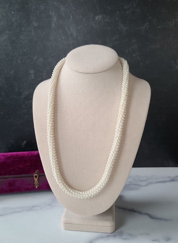 Vintage Faux Pearl Rope Beaded Necklace