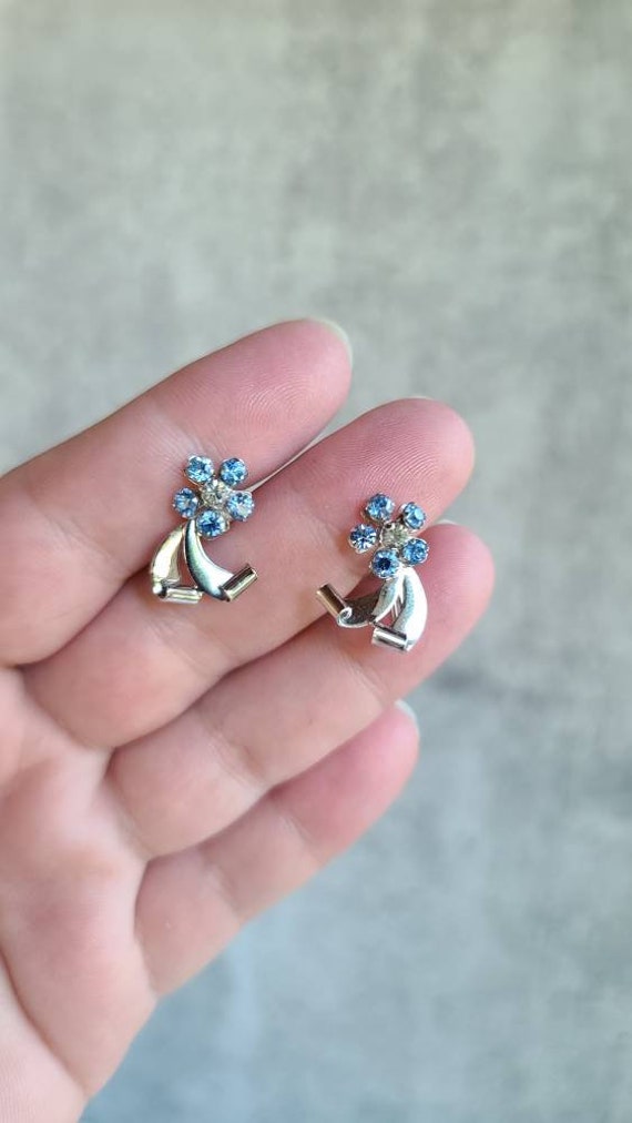 Sterling Rhinestone Screwback Earrings