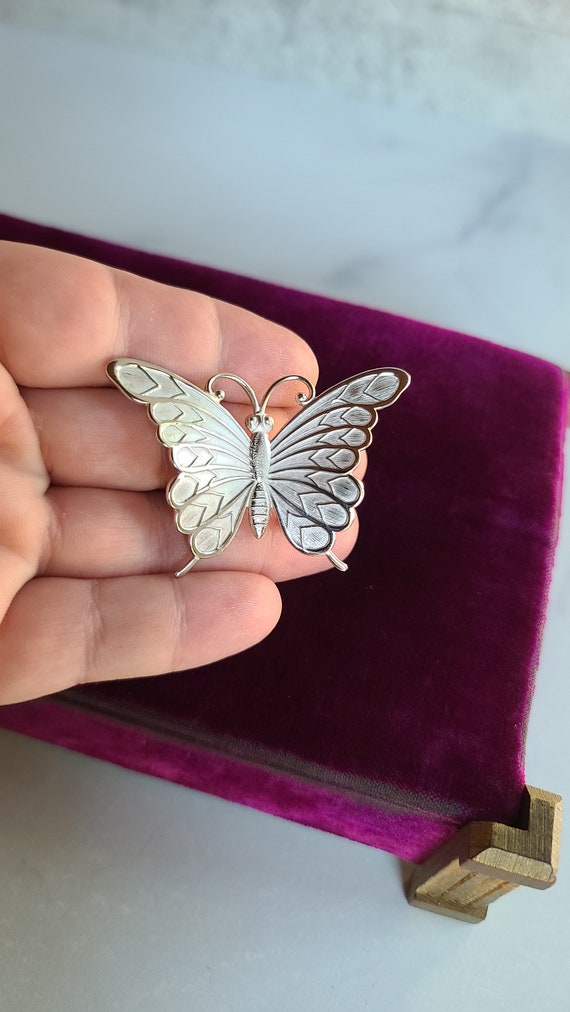 Vintage Beau Sterling Butterfly Brooch - image 1