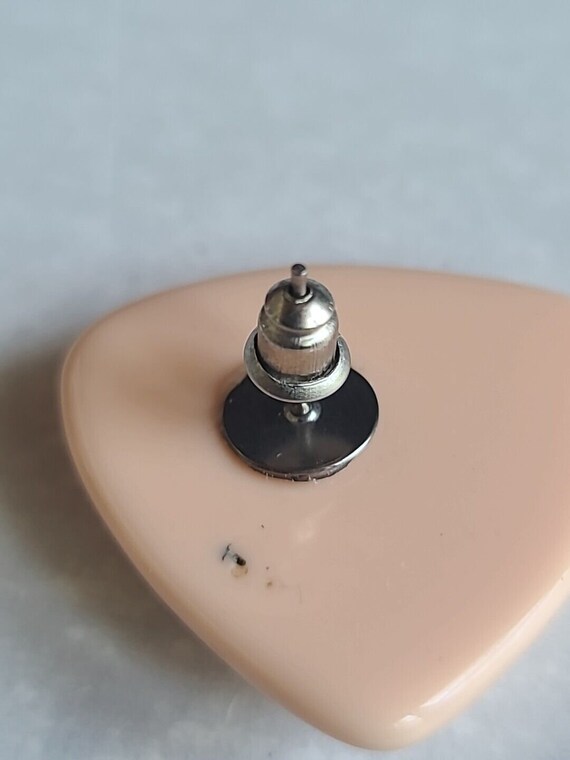 Peach Triangular Plastic Stud Earrings Vintage NOS - image 10