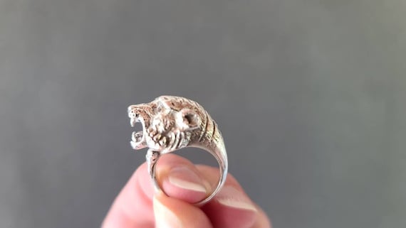 Vintage Tiger Silver 925 Ring - Etsy