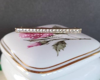 Vintage Clear Rhinestone Bar Brooch