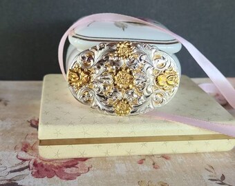 Gold and Silver Floral Belt Buckle