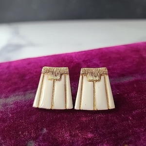 Les Bernard Gold Tone Metal And Enamel Modernist Clip-on/Screwback Earrings