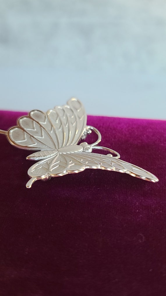 Vintage Beau Sterling Butterfly Brooch - image 6