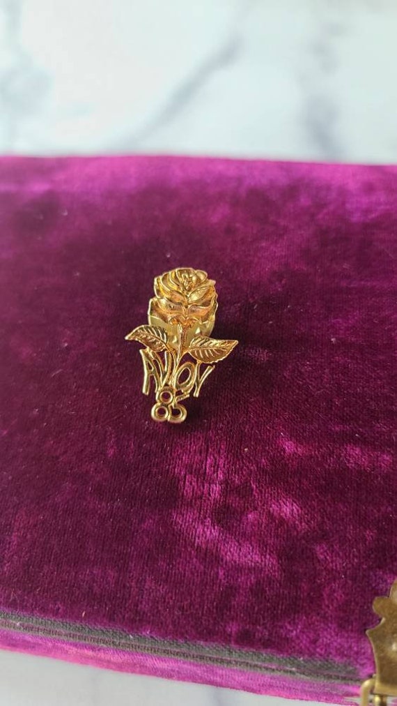 Vintage Gold Avon '85 Rose Pin - image 7