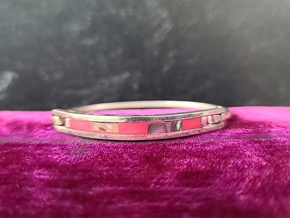 Abalone Shell Hinged Bangle Bracelet Vintage - image 1