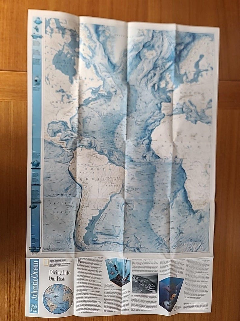 1990 Map National Geographic January 1990 Map World Arctic Ocean Atlantic Ocean ...