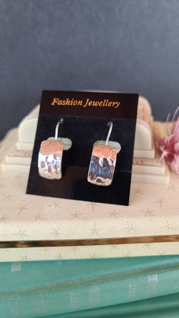 925 Hammered Dangling Earrings - image 1