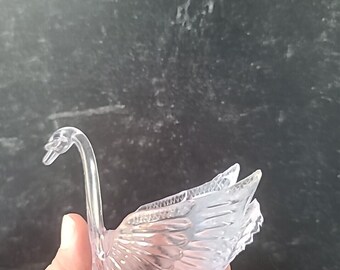 1960年台　クリスタル　シルバー白鳥の小物入れ 60年代の透明プラスチック製白鳥の置物小物入れ - Etsy 日本