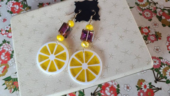 Lemon Slice Dangling Earrings - image 2