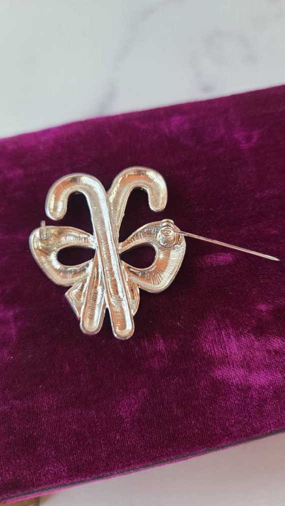Double Candy Cane Bow Brooch - image 7