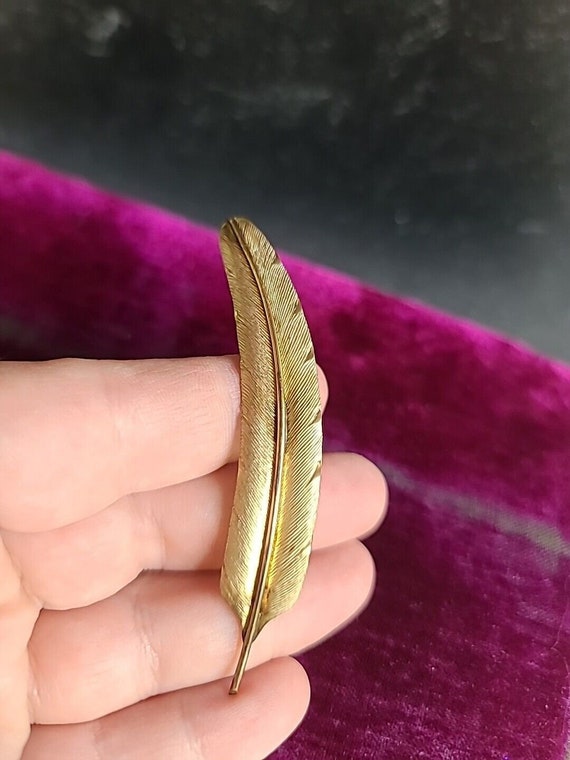 12k Gold Filled Feather Brooch Vintage