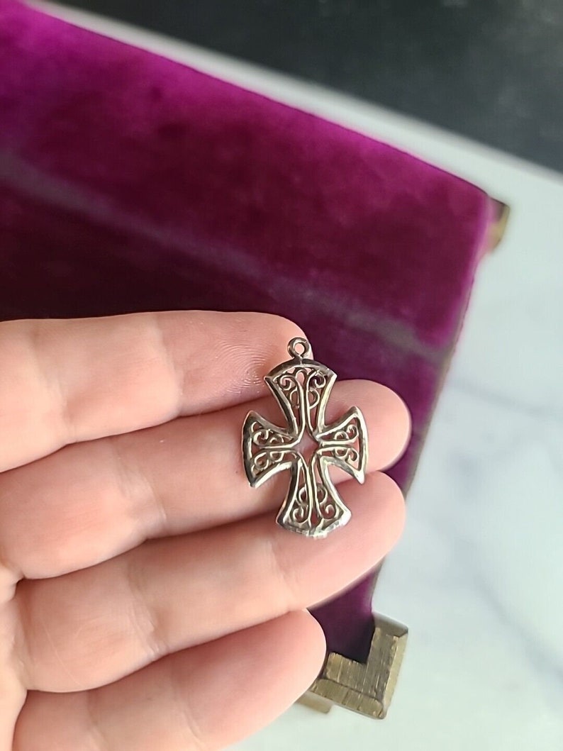 925 Sterling Silver Filigree Cross Pendant Vintage, READ - Etsy
