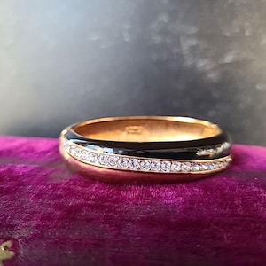 Swarovski Black Enamel and Crystal Cuff Vintage