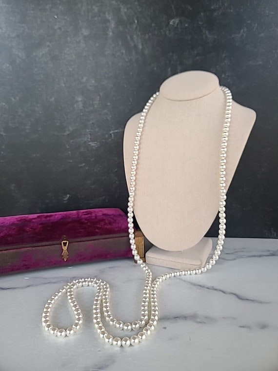 Iridescent Faux Pearl Extra Long Beaded Necklace V