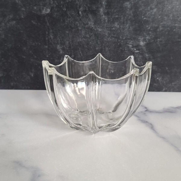 Mid Century Clear Glass Umbrella Bowl Candy Dish