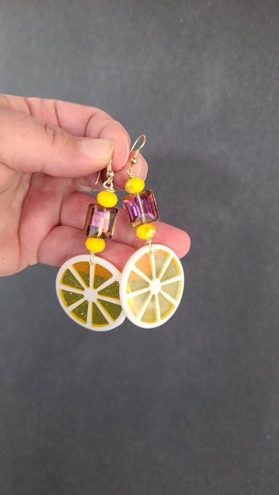 Lemon Slice Dangling Earrings - image 8