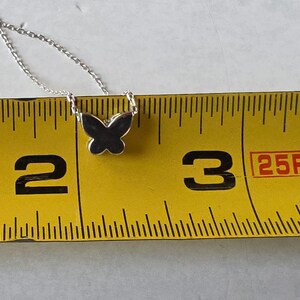 925 Sterling Silver Butterfly Pendant Adjustable Necklace Vintage image 9