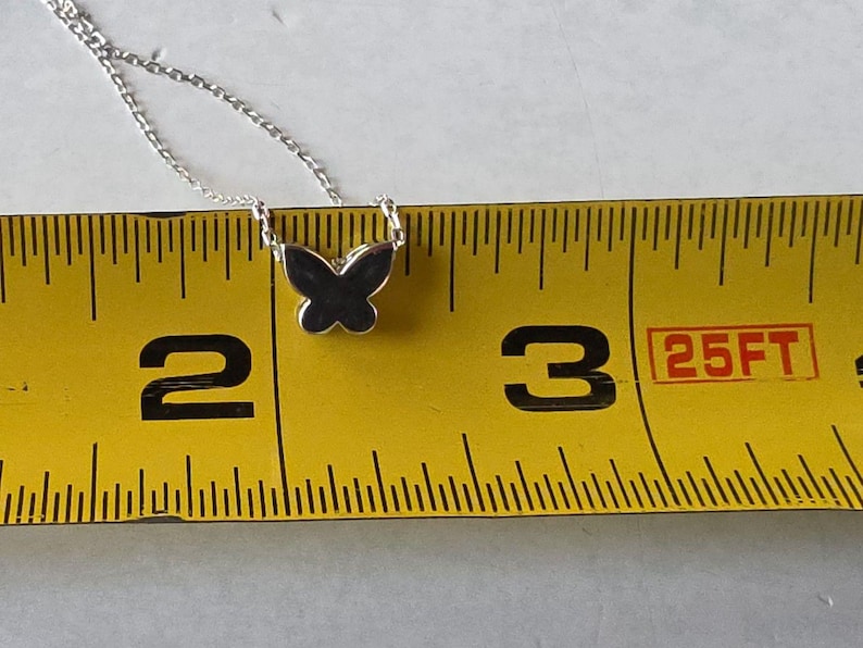 925 Sterling Silver Butterfly Pendant Adjustable Necklace Vintage image 9