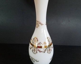 Gold Detail White Vase, Vintage Vase, Home Decor