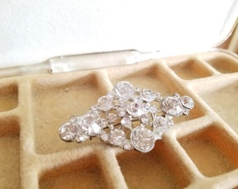 Vintage Clear Rhinestone Brooch Bridal Jewelry