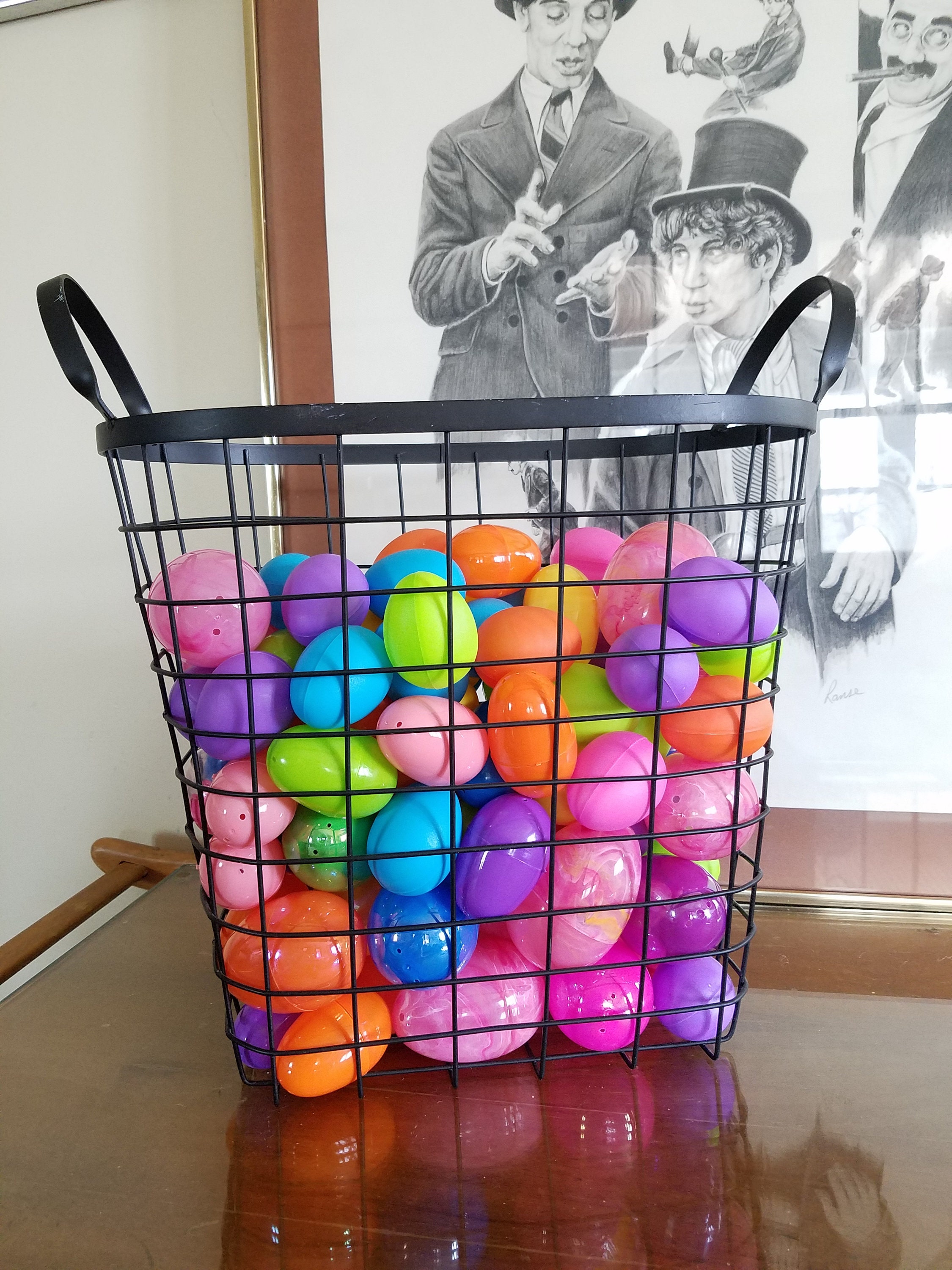 Large Black Metal Basket with Handles Etsy