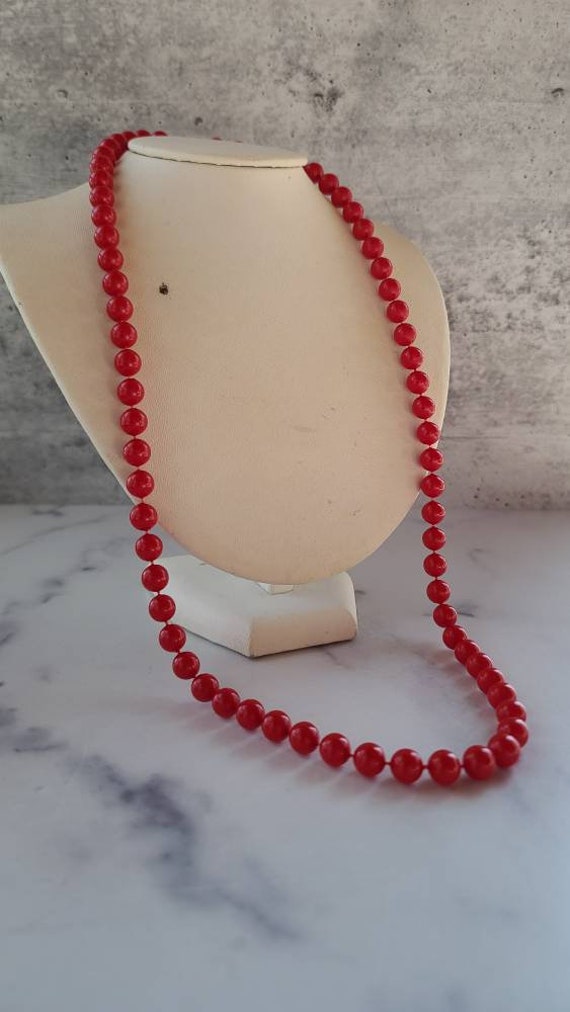 Cherry Red Beaded Necklace - image 3