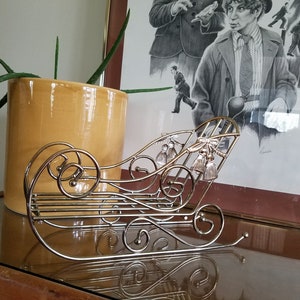 Vintage Brass Plated Christmas Santa Sleigh