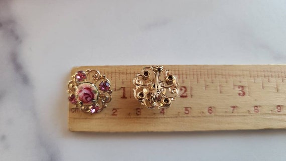 Vintage Guilloche Rose Scatter Pins - image 9