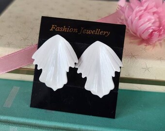 1980s White Pierced Earrings