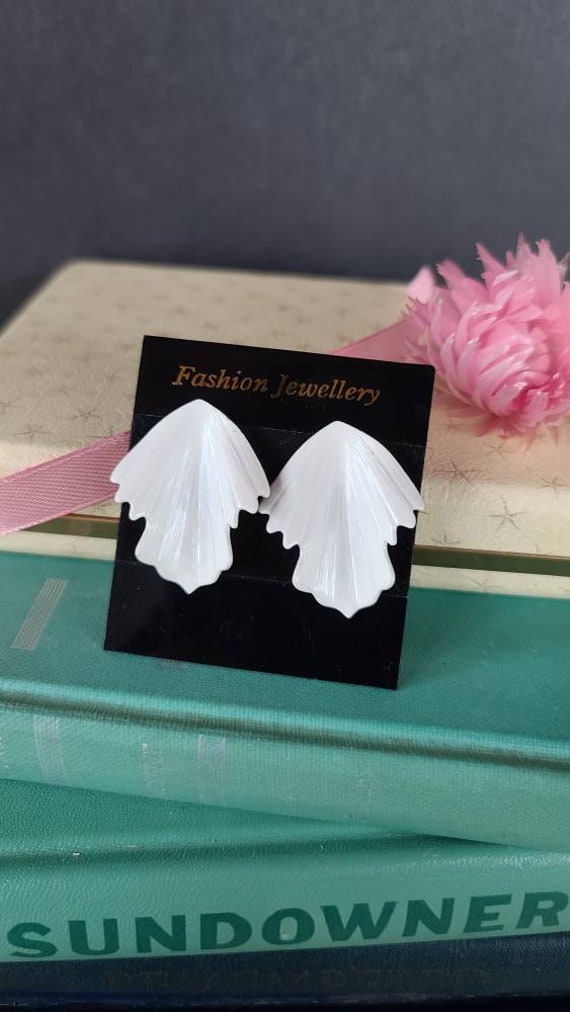 1980s White Pierced Earrings