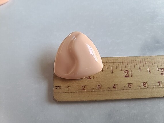 Peach Triangular Plastic Stud Earrings Vintage NOS - image 9