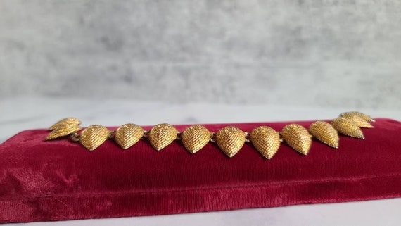 Vintage Gold Tone Textured Bracelet - image 4