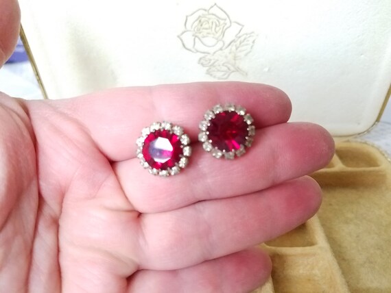 Vintage Red Ice Glam Earrings, Ruby, Diamond, Hol… - image 8