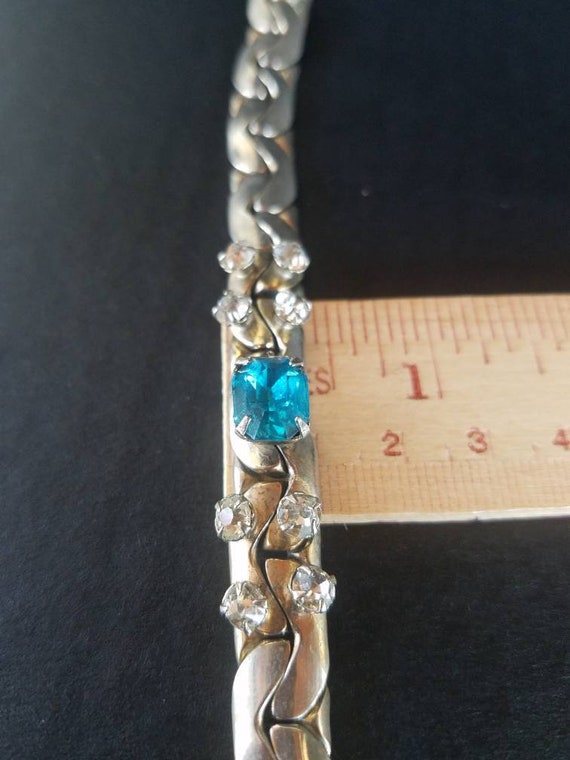 Aqua and Clear Rhinestone Bracelet - image 3