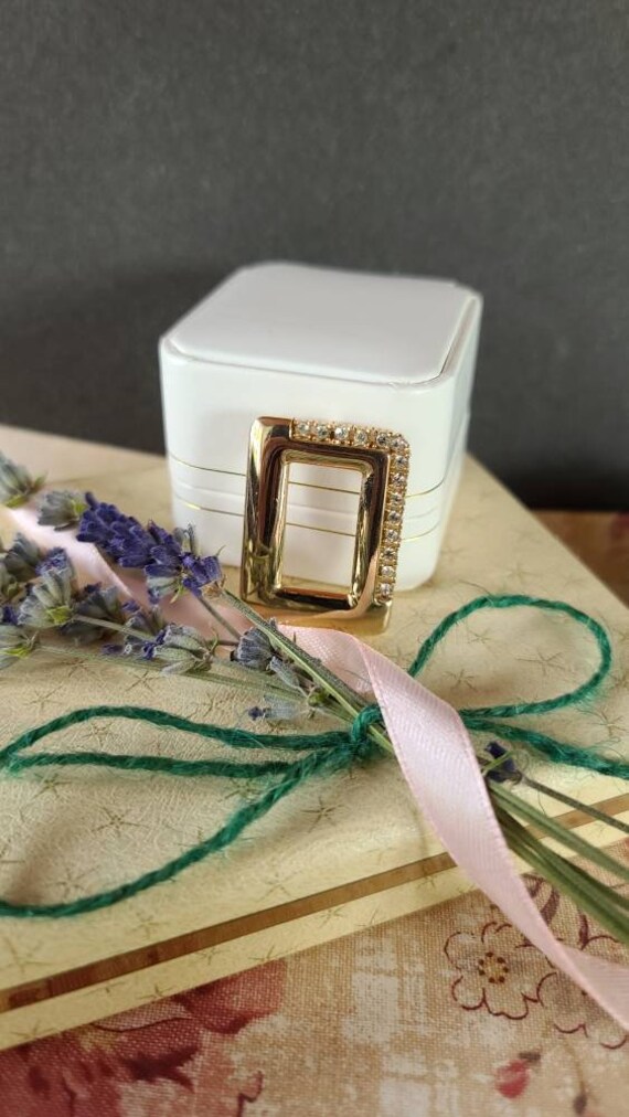 Parklane Rectangular Rhinestone Gold Pendant - image 3